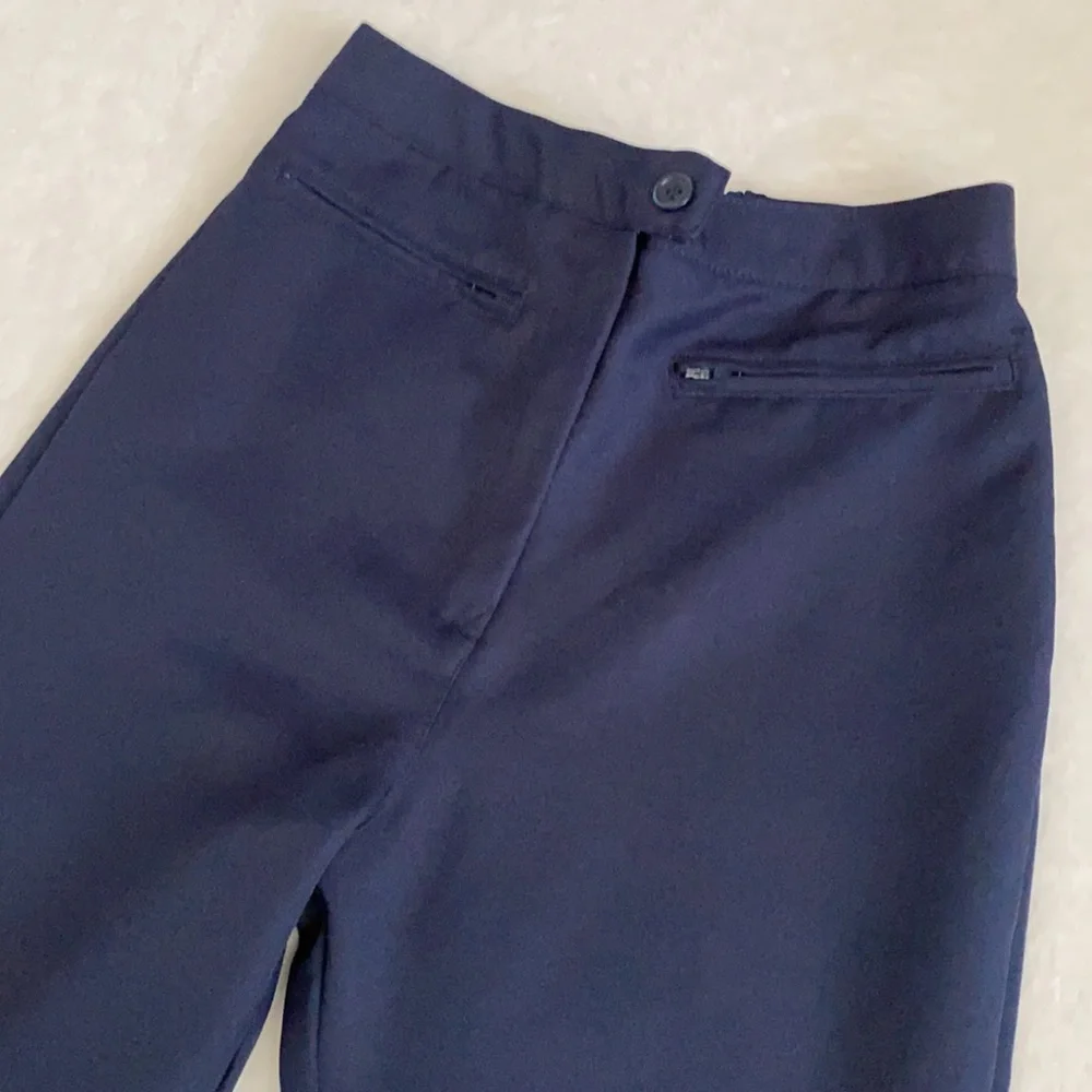 {VTG} Genuine School Uniform | Flat Front High Waist Wide Leg Pants Navy Blue 12